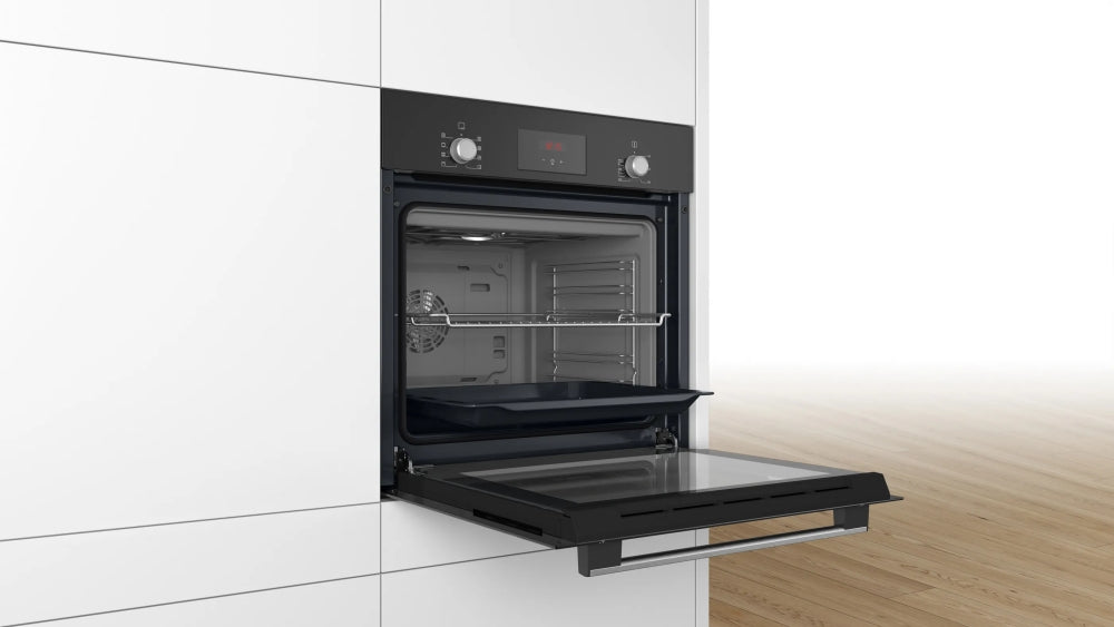 Bosch HBF153BB0, SER2, 3D HotAir, EcoClean Direct, 66 л, LED дисплей с потъващи бутони, Енергийна ефективност A, Черен