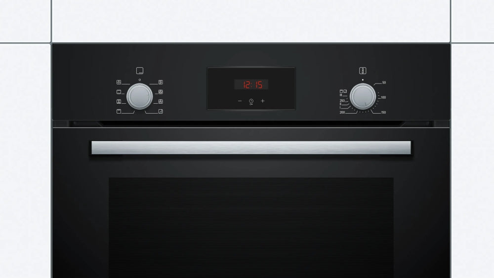Bosch HBF153BB0, SER2, 3D HotAir, EcoClean Direct, 66 л, LED дисплей с потъващи бутони, Енергийна ефективност A, Черен