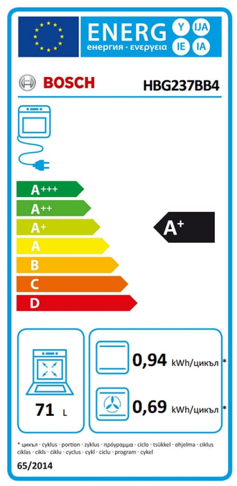 Фурна за вграждане BOSCH HBG237BB4, 71 л, EcoClean Direct Plus