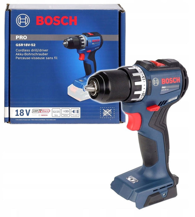 Акумулаторен винтоверт Bosch - Professional, GSR 18V-52, 18 V, 52 Nm, Solo