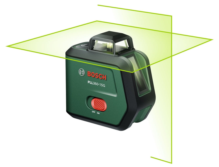 Линеен лазерен нивелир Bosch - PLL360-15G, зелен, със статив TT 120