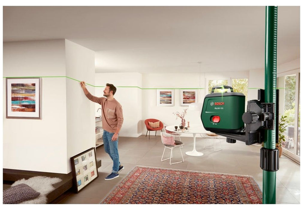 Линеен лазерен нивелир Bosch - PLL360-15G, 3.6 V, 2 Ah, със статив и стойка