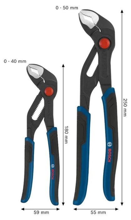 Комплект водопроводни клещи Bosch - 1600A039RB, 180 mm и 250 mm, 2 броя