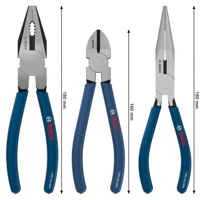 Комплект клещи Bosch - 1600A03DN3, 3 броя