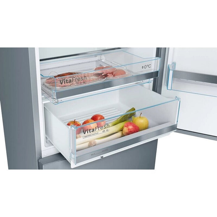 Refrigerator, Bosch KGE49AICA SER4 FS Fridge-freezer LowFrost, C, 201/70/65cm, 413l(302+111), 38dB, VitaFresh 28l, inox EasyClean