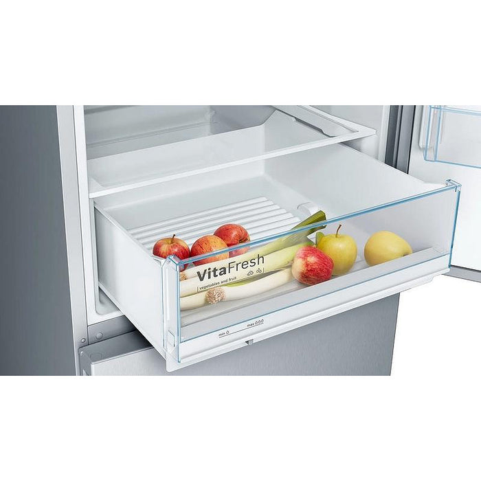 Refrigerator, Bosch KGV58VLEAS SER4 FS Fridge-freezer LowFrost E, 191/70/77cm, 500l(376+124), 40dB, VitaFresh, inox-look