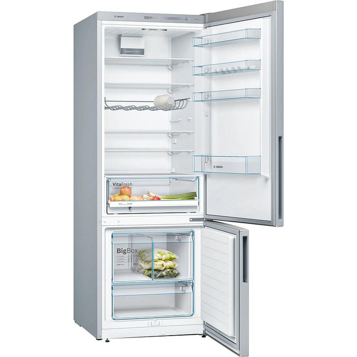 Refrigerator, Bosch KGV58VLEAS SER4 FS Fridge-freezer LowFrost E, 191/70/77cm, 500l(376+124), 40dB, VitaFresh, inox-look