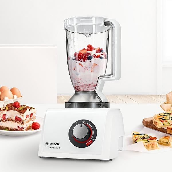 BOSCH MC812W872, Food processor, MultiTalent 8, 1250 W, add.Tritan blender, Juice extractor, Dough Tool,Whiter