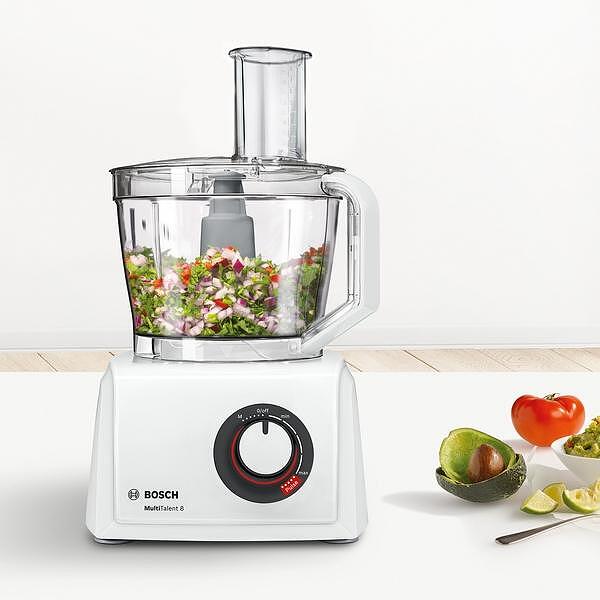 BOSCH MC812W872, Food processor, MultiTalent 8, 1250 W, add.Tritan blender, Juice extractor, Dough Tool,Whiter