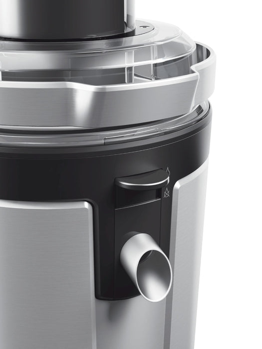 Bosch MES4000, Центробежна сокоизстисквачка 1000 W, 2 скорости, 3 l контейнер за целулоза, 1,5 ltr контейнер за сок и сепаратор за пяна, XXL захранваща тръба (84 mm), керамичен нож, сито от електрополирана неръждаема стомана, лят под налягане алуминиев ко