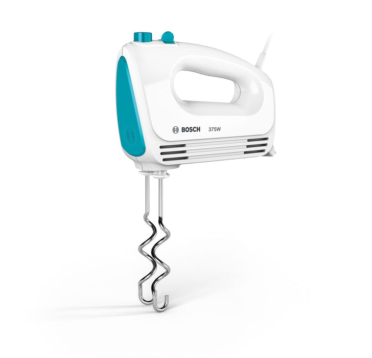 Bosch MFQ2210D, Ръчен миксер, CleverMixx, 375 W, 4 скорости, допълнителна импулсна/турбо настройка, бял/син