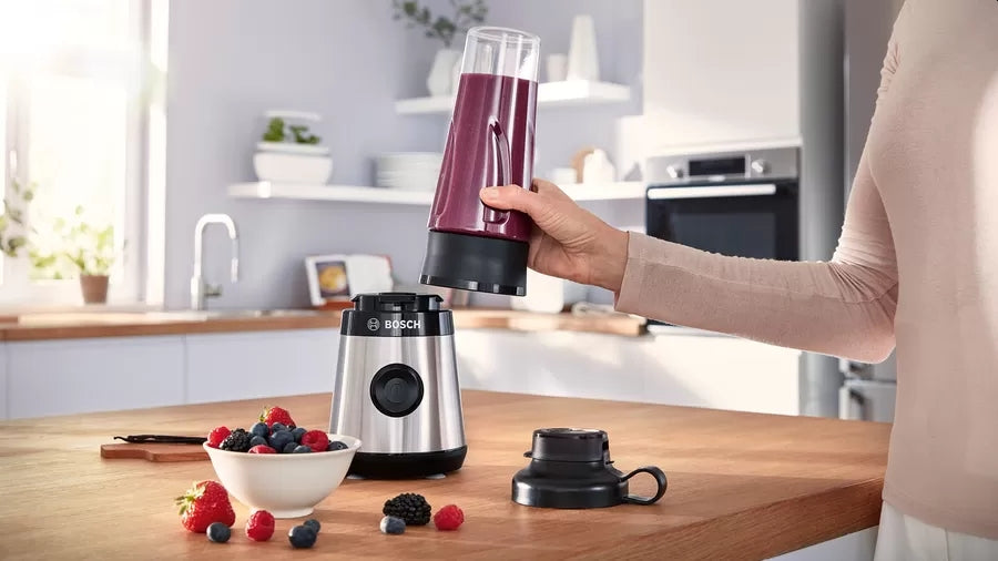 Bosch MMB2111M, Blender VitaPower Series 2, 0,6 L, 450 W, ToGo bottle from Tritan, Stainless steel