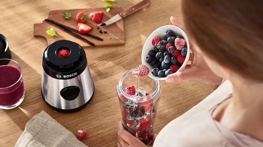 Bosch MMB2111M, Blender VitaPower Series 2, 0,6 L, 450 W, ToGo bottle from Tritan, Stainless steel