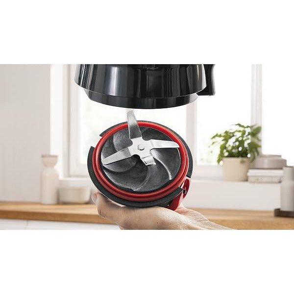 Bosch MMB6172S Series 4, блендер VitaPower, 1200 W, стъклена кана ThermoSafe 1,5 l, две настройки на скоростта и импулсна функция, остриета от неръждаема стомана ProEdge, произведени в Солинген, сребро