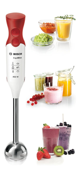 Bosch MSM64110, Блендер, 450 W, Включена прозрачна кана, Бяла, червена
