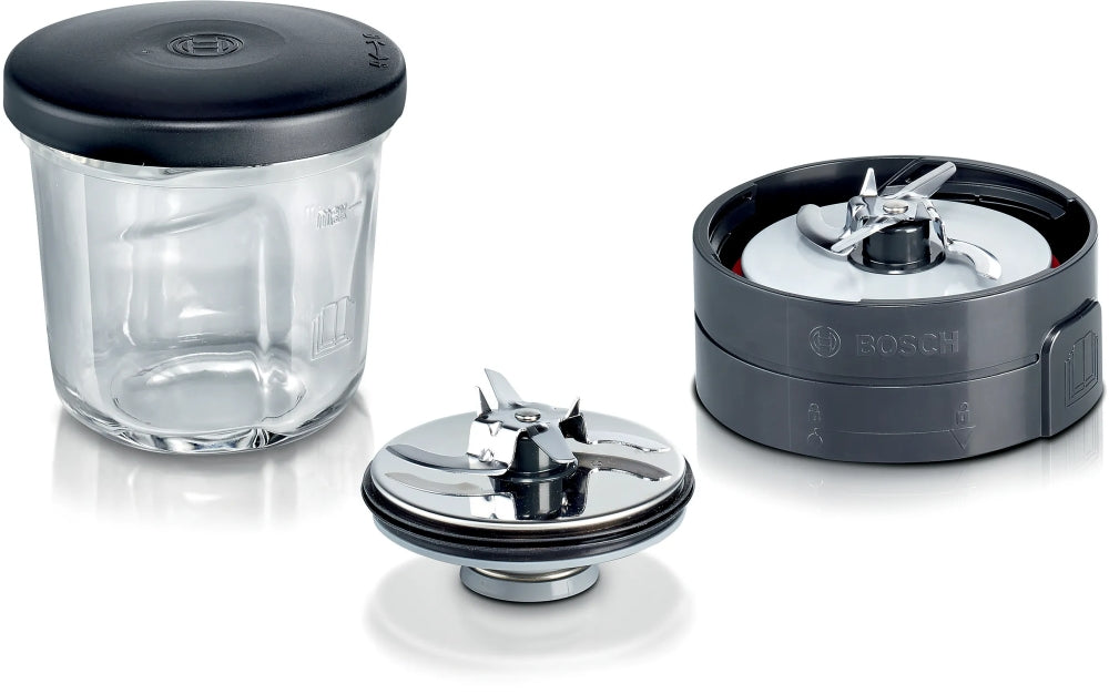 Bosch MUZ45XCG1, комплект аксесоари 3 в 1 за мелене, нарязване и съхранение, подходящ за MUM4, MUM5, MUM Series 2 и MUM Series 4