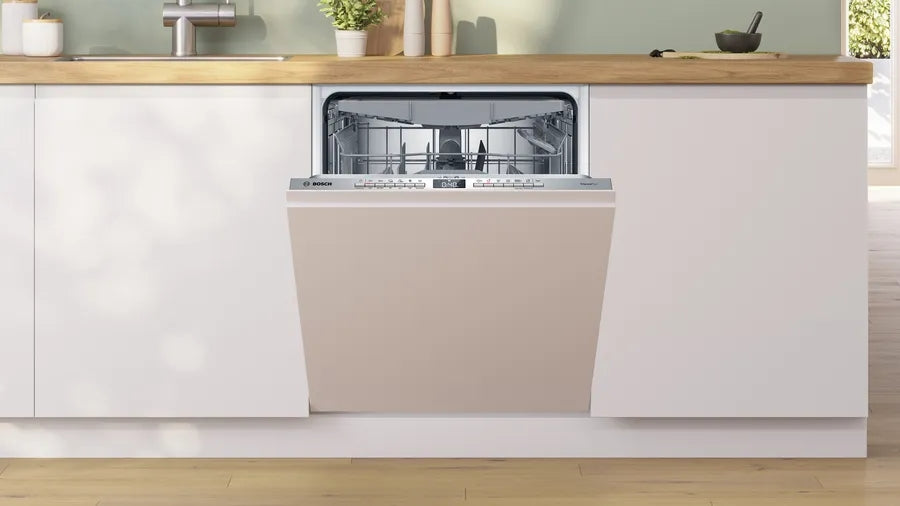 Bosch SBH4ECX28E, SER4, Съдомиялна напълно вградена, A, EfficientDry, 865mm височина, 9,0l, 14ps, 6p/5o, 42dB(B), Silence 41dB, 3-то чекмедже, VarioHinge+, sideLight, HC, Status Light