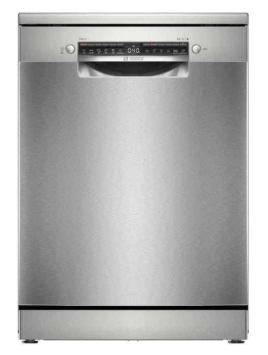 Bosch SMS4HVI03E SER4 Свободностояща съдомиялна 60cm, D, 9.0 l, 14ps, VarioDrawer, Display, Rackmatic, 46dB(C), Home Connect, Steel with fingerprint protection