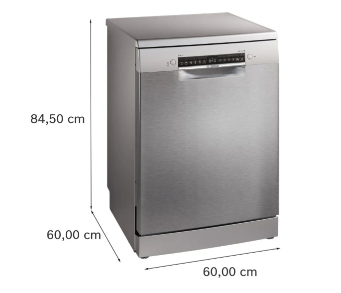 Bosch SMS4HVI21E, SER4, Свободностояща съдомиялна машина, C, Polinox, 9,0 л, 14 чекмеджета, 6 чекмеджета/5 оборота, 46 dB(C), Тишина 45 dB, 3-то чекмедже, Rackmatic, инокс, HC