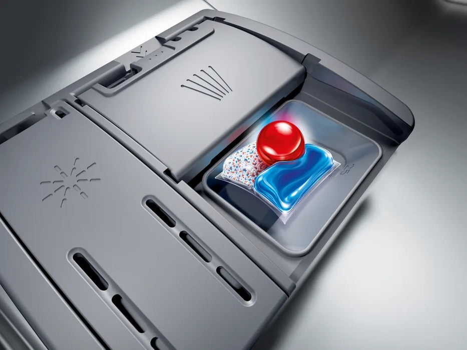 Bosch SPI6EMS21E, SER6, Вградена съдомиялна машина 45 см, B, EfficiendDry, 8,7 л, 10 чекмеджета, 8 чекмеджета/5 оборота, 44 dB(B), 3-то чекмедже, Rackmatic, HC, вътрешно осветление