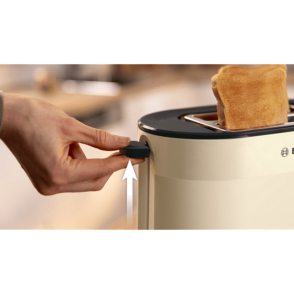 Bosch TAT2M127, Компактен тостер MyMoment, 950 W, Автоматично изключване, Настройка за размразяване и повторно затопляне, Интегрирана решетка за затопляне, Високо повдигане, Крем