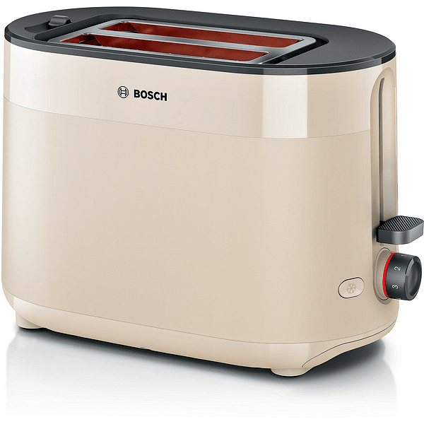 Bosch TAT2M127, Компактен тостер MyMoment, 950 W, Автоматично изключване, Настройка за размразяване и повторно затопляне, Интегрирана решетка за затопляне, Високо повдигане, Крем