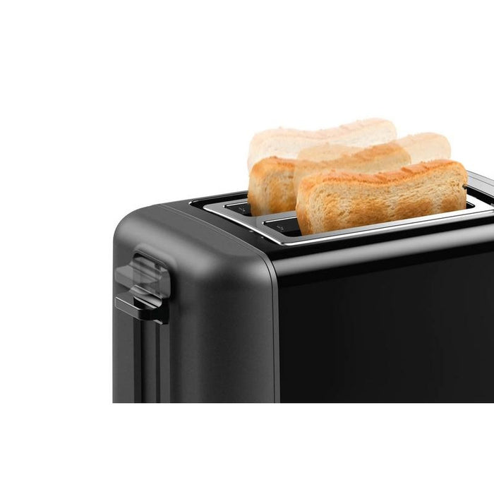 Toaster, Bosch TAT3P423, Compact toaster, DesignLine, 820-970 W, Auto power off, Defrost and warm setting, Lifting high, Black