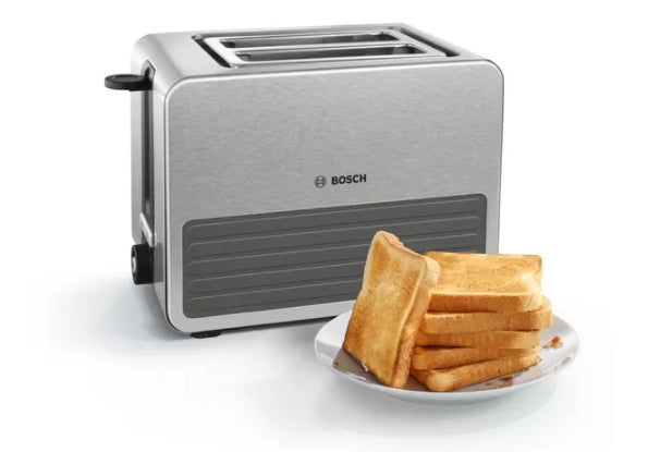 Bosch TAT7S25, Compact toaster, 860-1050 W, Defrost and warm setting, High lifting, Auto power off, Grey