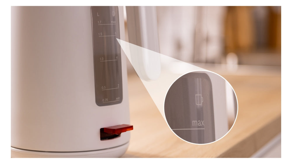 Bosch TWK2M161, Пластмасова кана MyMoment, 2400 W, 1,7 л, Индикатор за чаши, Филтър за котлен камък, Тройна функция за безопасност, Бял