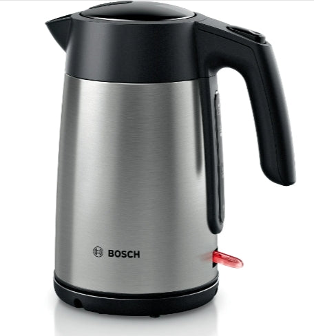 Bosch TWK7L460, Чайник, 2000-2400 W, 1.7 л, Индикатор за чаши, Тройна функция за безопасност, Неръждаема стомана