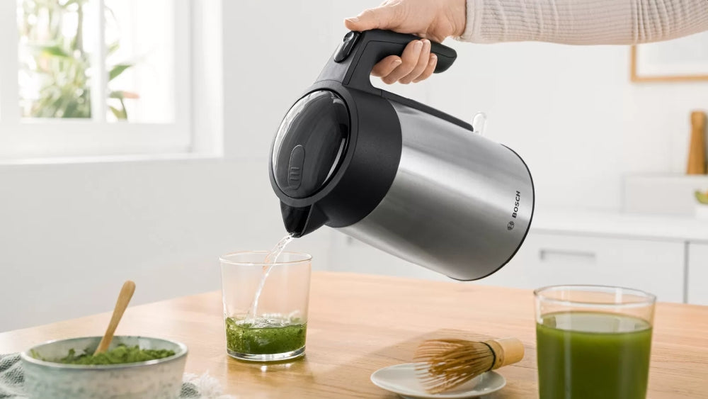 Bosch TWK7L460, Чайник, 2000-2400 W, 1.7 л, Индикатор за чаши, Тройна функция за безопасност, Неръждаема стомана
