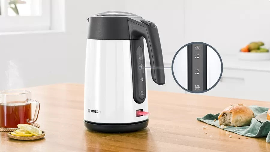 Bosch TWK7L461, Чайник, 2400 W, 1.7 l, Бял