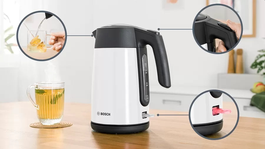 Bosch TWK7L461, Чайник, 2400 W, 1.7 l, Бял