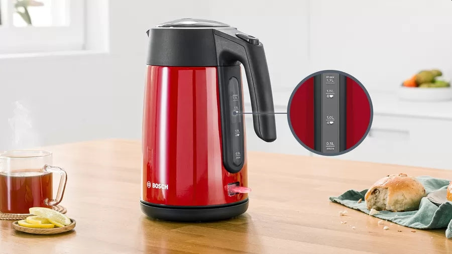 Bosch TWK7L464, Чайник, 2400 W, 1.7 l, Червен