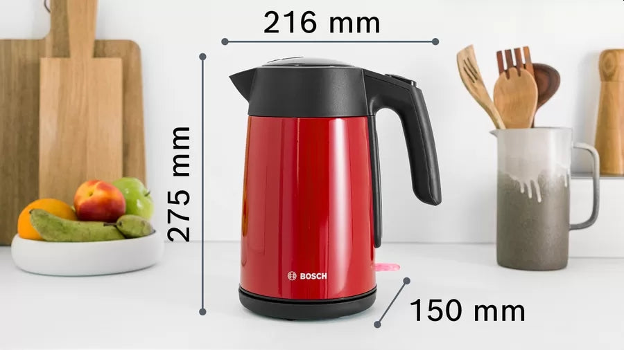 Bosch TWK7L464, Чайник, 2400 W, 1.7 l, Червен