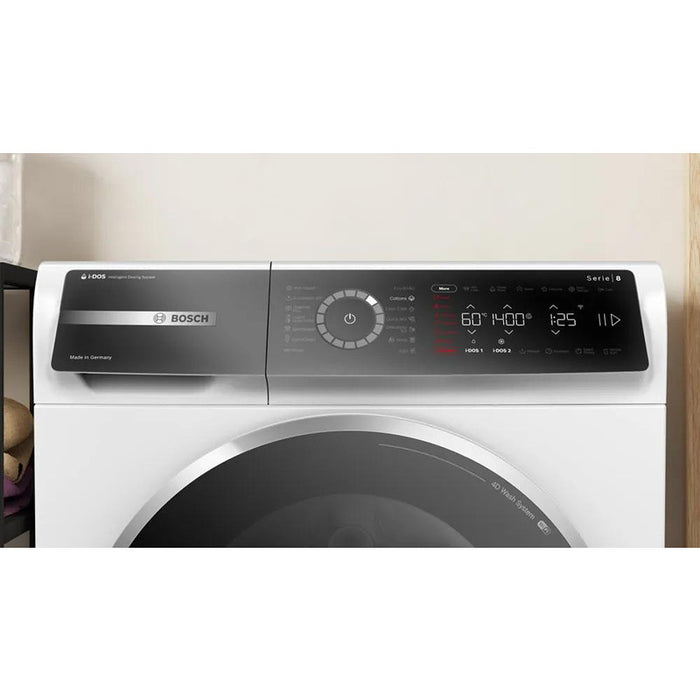 Bosch WGB244A2BY, SER8, Пералня 9 кг, A-50%, 1400 об/мин, 47/71dB(A), i-DOS, 4D Wash, HC, Iron Assist, AntiStain Plus, AquaStop, Вътрешно осветление, барабан waveDrum 65 л, хром-черно-сива врата