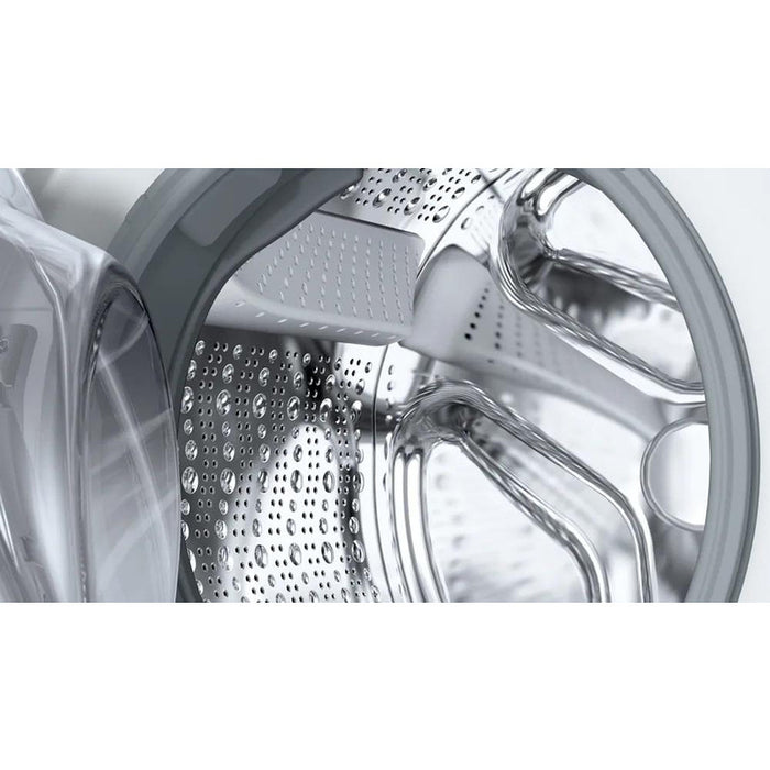 Bosch WGE03200BY, SER2, Пералня 8кг, A, 1200rpm, 51/71dB(A), waveDrum 65l, 4 опции, SpeedPerfect, Hygiene+, Дънки/тъмно пране, бяло-черносива врата