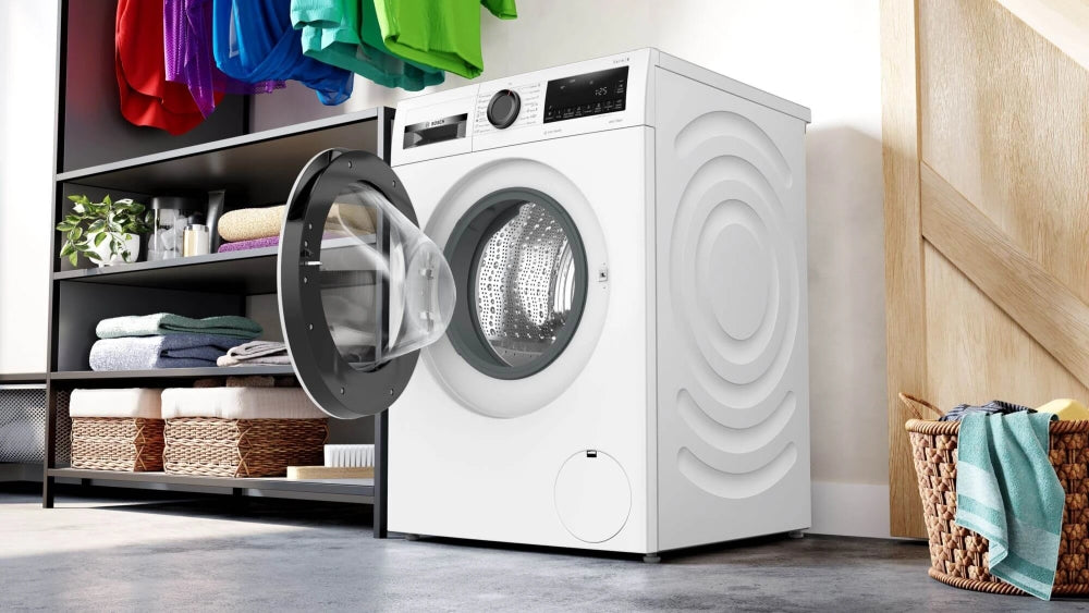 Bosch WGG242Z2BY, SER6, Пералня 9 кг, A, 1200 об/мин, 51/71dB(A), Iron Assist, AntiStain 4, барабан waveDrum 65 л, бяло-черно-сива врата