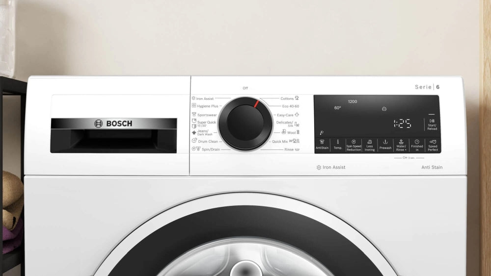 Bosch WGG242Z2BY, SER6, Пералня 9 кг, A, 1200 об/мин, 51/71dB(A), Iron Assist, AntiStain 4, барабан waveDrum 65 л, бяло-черно-сива врата