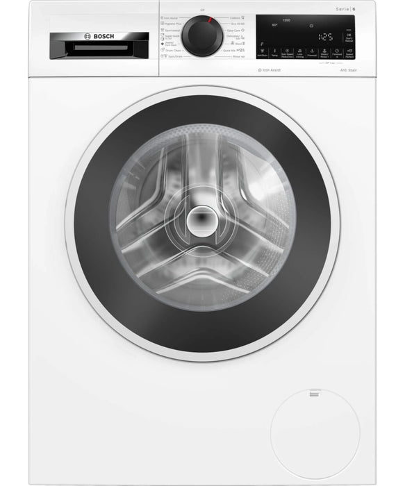 Bosch WGG242Z2BY, SER6, Пералня 9 кг, A, 1200 об/мин, 51/71dB(A), Iron Assist, AntiStain 4, барабан waveDrum 65 л, бяло-черно-сива врата