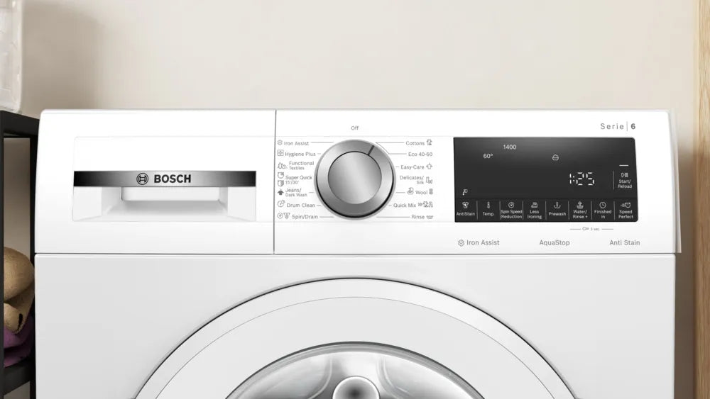 Bosch WGG244Z4BY, SER6, Washing machine 9kg, A, 1400 rpm, 70db(A), AntiStain 4, waveDrum 65l, White