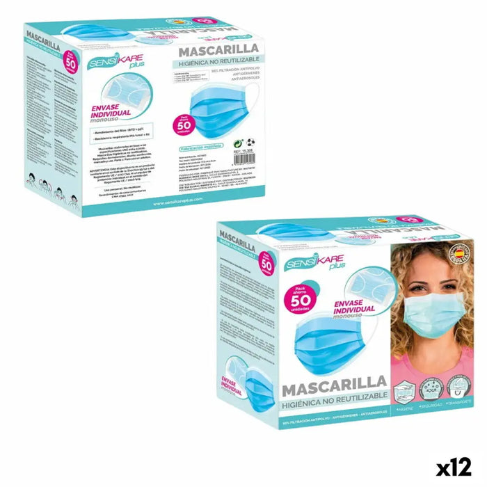 Box of hygienic masks SensiKare 50 Части (12 броя)