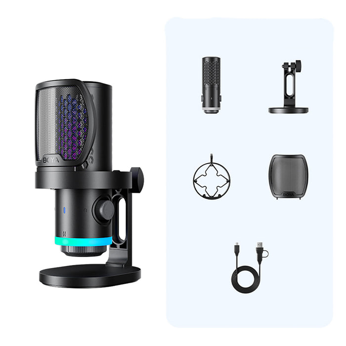 BOYA CastMic G40 Жичен USB-C геймърски микрофон - Черен