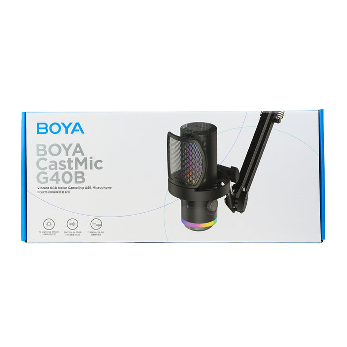 BOYA CastMic G40B Жичен геймърски микрофон с рамо, USB-C - Черен