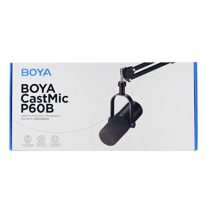Студиен микрофон BOYA CastMic P60B с рамо, кабелен, USB XLR - черен