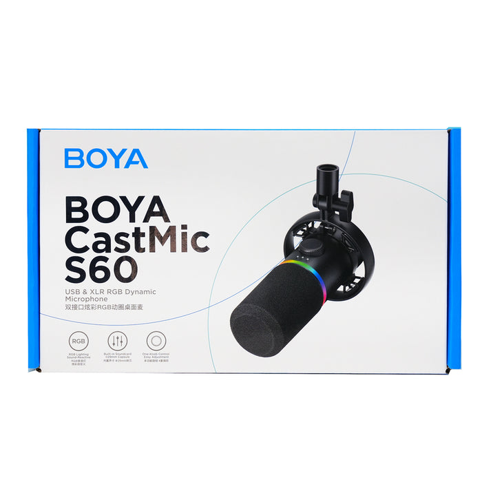BOYA CastMic S60 Жичен динамичен геймърски микрофон USB XLR - Черен