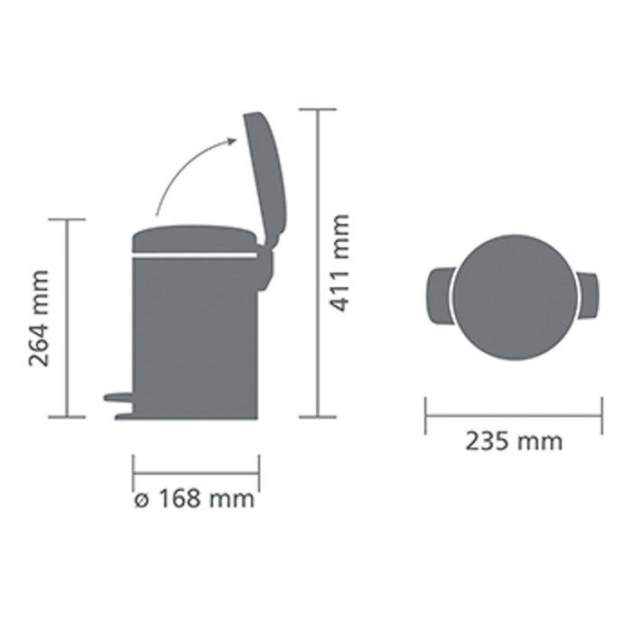 КОШЧЕ С ПЕДАЛ BRABANTIA NEWICON 3L ХРОМ