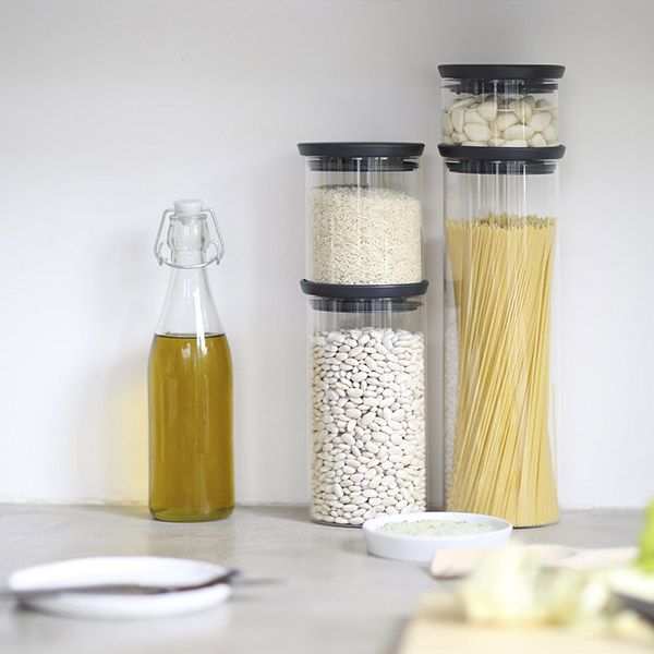 Буркан за съхранение Brabantia - Stackable, 1.9 l, Dark Grey