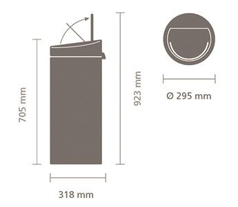 Кош за отпадъци Brabantia - Touch Bin New, 30 l, Matt Steel