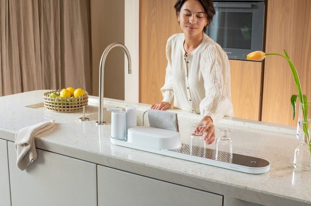 Комплект за мивка Brabantia - SinkStyle, Mineral Fresh White, 4 части